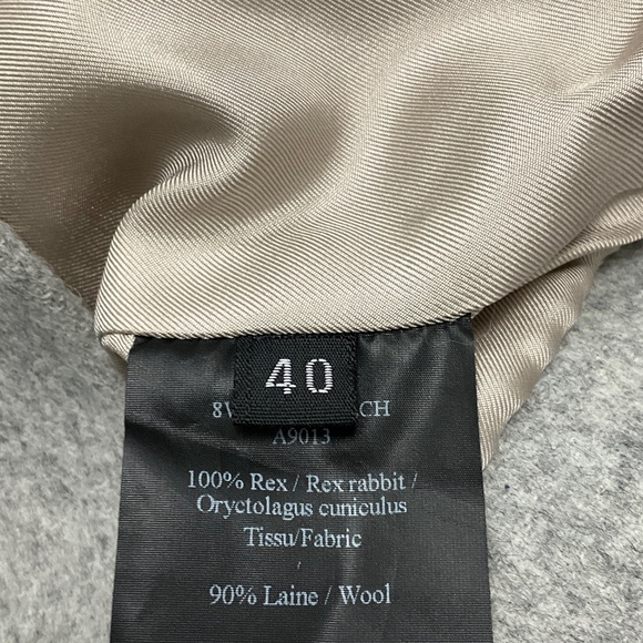 YVES SALOMON LIGHT GREY RABBIT FUR AND WOOL LONG VEST - Picture 5 of 5